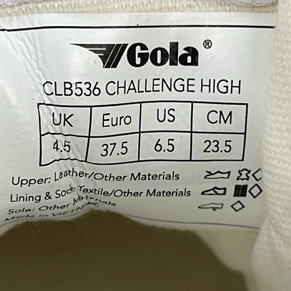NIB Gola Challenge High Sneakers White Leather Hi Top  Retro 80s Style Sz 6.5 - Picture 7 of 16